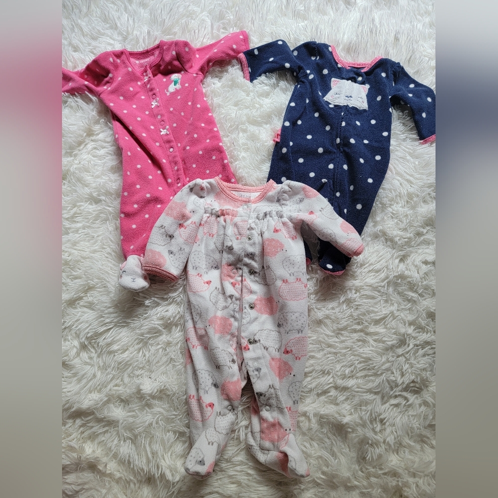 Lot of Fleece Animal Footie Pajamas